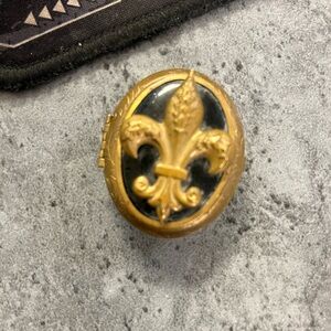 Gold and Black Fleur-de-Lis women’s pill box
